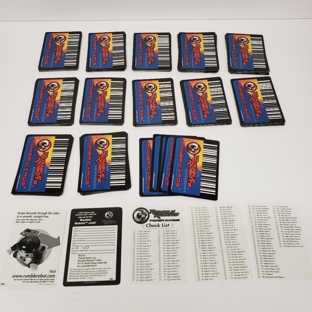 Trendmasters Rumble Robots Power Cards 125 Card Lot